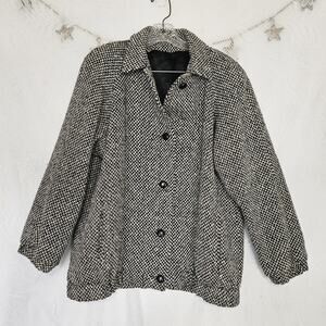 Phillip Courtney 2XLarge Vintage Classic 100% Wool Tweed Herringbone Coat 90s
